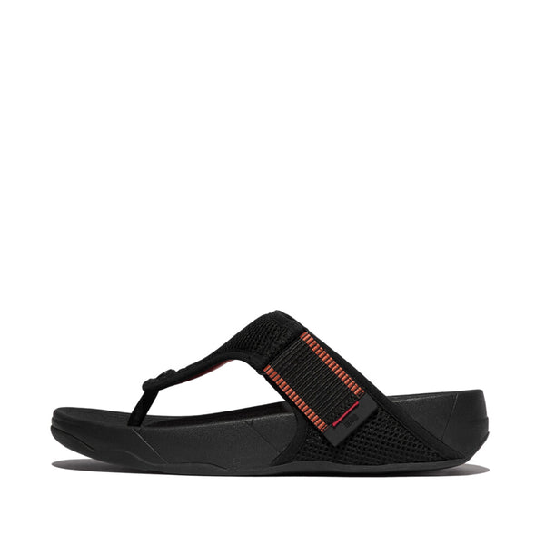 TRAKK MENS ADJUSTABLE WATER-RESISTANT MESH TOE-POST SANDALS -BLACK/TERRACOTTA