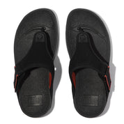 TRAKK MENS ADJUSTABLE WATER-RESISTANT MESH TOE-POST SANDALS -BLACK/TERRACOTTA
