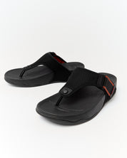 TRAKK MENS ADJUSTABLE WATER-RESISTANT MESH TOE-POST SANDALS -BLACK/TERRACOTTA