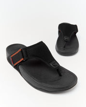 TRAKK MENS ADJUSTABLE WATER-RESISTANT MESH TOE-POST SANDALS -BLACK/TERRACOTTA