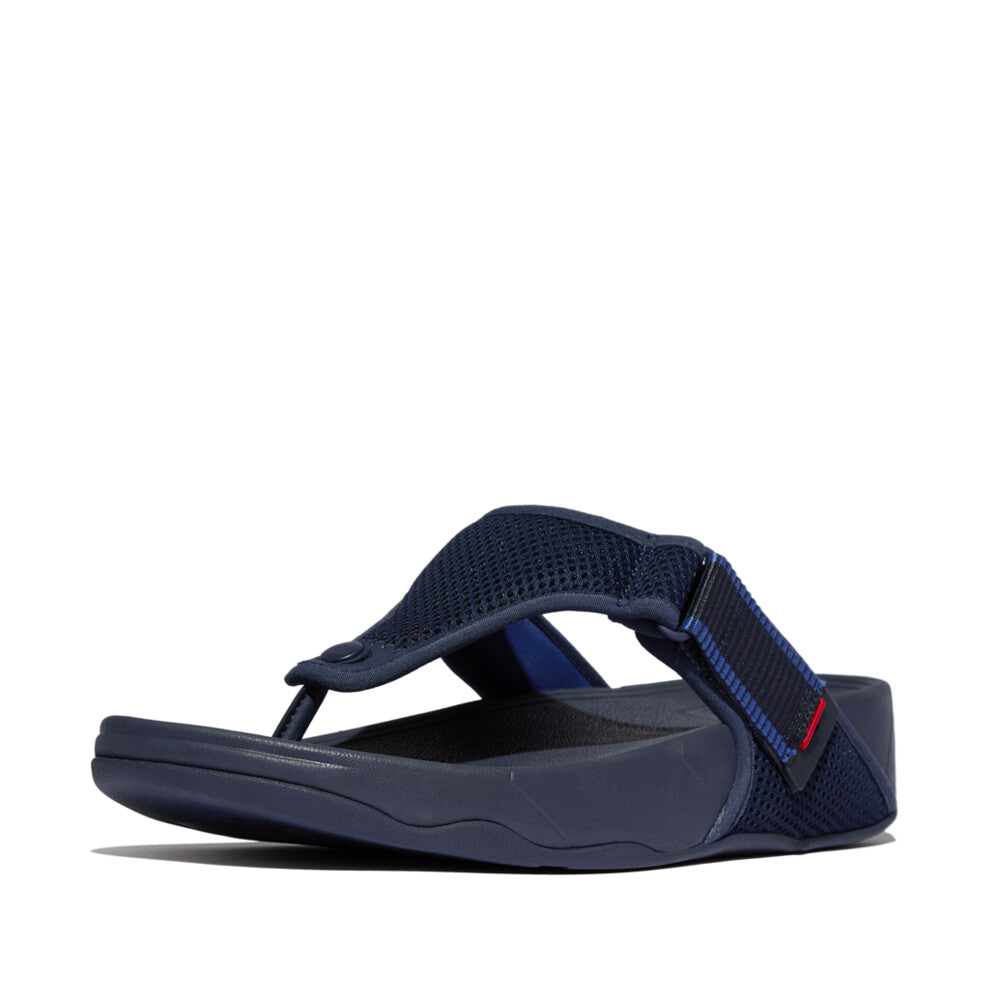 TRAKK MENS ADJUSTABLE WATER-RESISTANT MESH TOE-POST SANDALS - MIDNIGHT NAVY/OCEAN BLUE