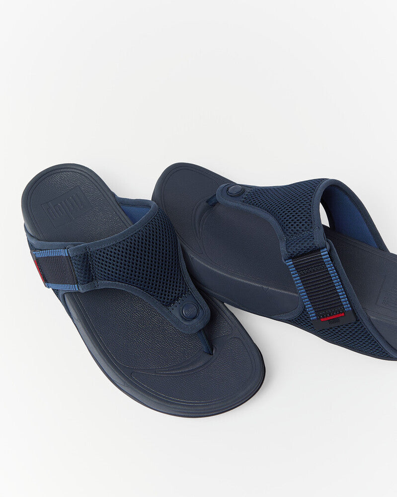 TRAKK MENS ADJUSTABLE WATER-RESISTANT MESH TOE-POST SANDALS - MIDNIGHT NAVY/OCEAN BLUE