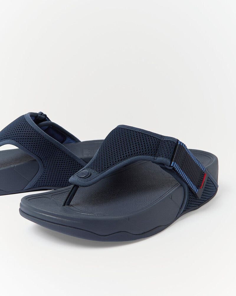 TRAKK MENS ADJUSTABLE WATER-RESISTANT MESH TOE-POST SANDALS - MIDNIGHT NAVY/OCEAN BLUE