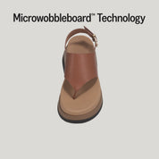 F-MODE STACK LEATHER BACK-STRAP TOE-POST SANDALS - DEEP TAN (E2G-C15)