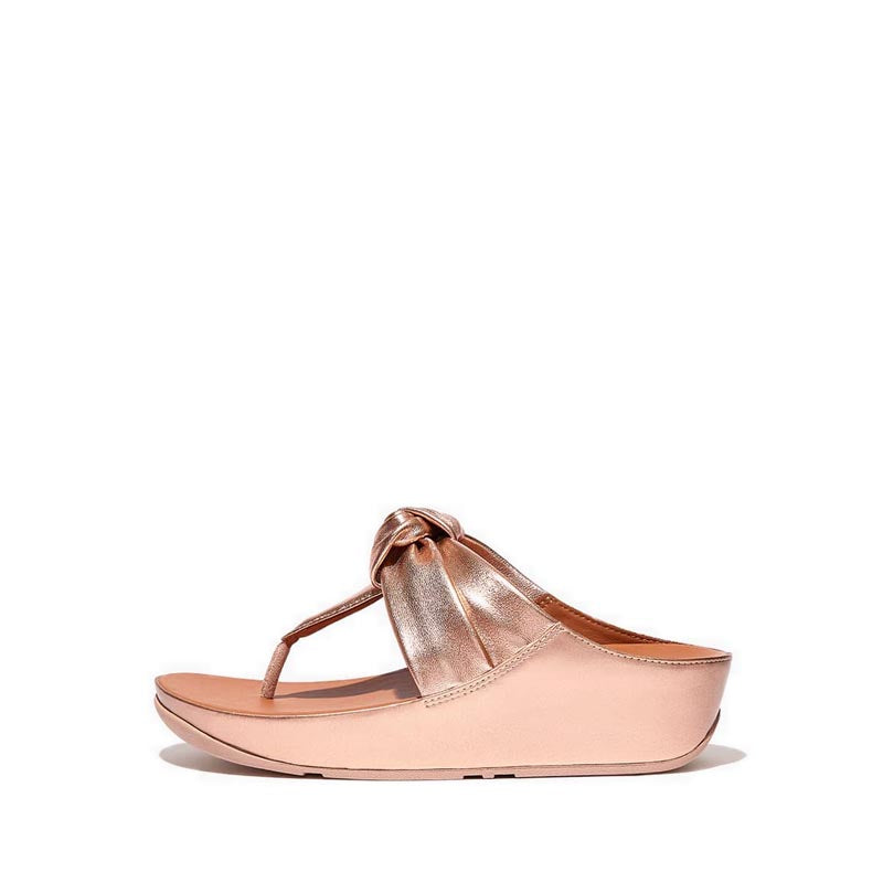 Fitflop Twiss II Women s Knot Strap Leather Sandals Rose Gold